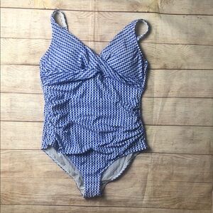 Sea Level Blue Gingham One-Piece Swimsuit with Flattering Ruching